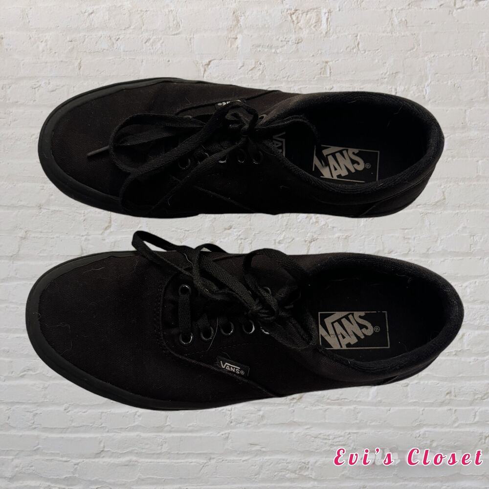 Vans Low Top Canvas Skate Shoes Men’s Size 8 Black Lace Up Sneakers